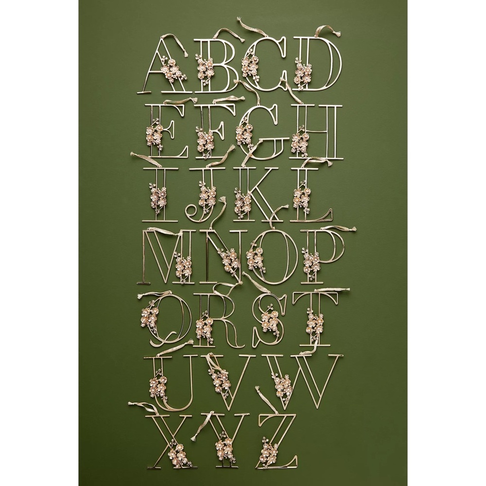 Anthropologie Floral Monogram Ornament